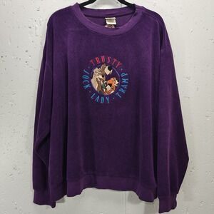 VTG Disney Store Womens Large‎ Lady Tramp Jock Trusty Purple Fleece Sweatshirt